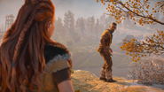 Brom noticing Aloy.