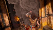 The dirt falling on Aloy.