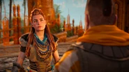Erend talking to Aloy.