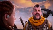 Aloy and Erend wondering where Marad's operative is.