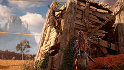 Wounded-Erend-climbs-down-to-Aloy