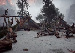 Brom's camp in Horizon Zero Dawn.