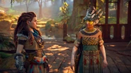Aloy and Rea at the Lake Shrine.[3]