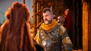Erend talking to Aloy.