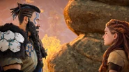 Aloy and Rost talking about Mother's Heart.