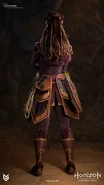 Artwork of Aloy wearing the Carja Stalker Elite from behind.[1]