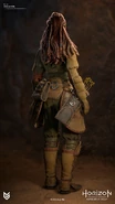 Artwork of Aloy wearing the Oseram Striker outfit from behind by Arno Schmitz.[1]