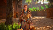 Aloy approaching the warehouse.