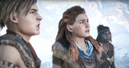 Bast, Aloy and Vala at the end of the Proving.[4]