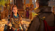 Aloy talking to Marad.