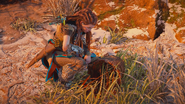 Aloy examining the bucket.