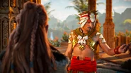 Avad talking to Aloy.