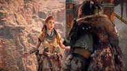 Aloy talking to Rost.