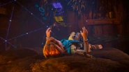 Aloy in bed, using her Focus.[1]