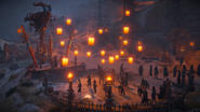 The lanterns taking flight.[3]