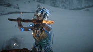 Ourea taking a flaming stake.