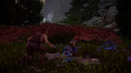 Aloy and Teb sneaking away to safety.