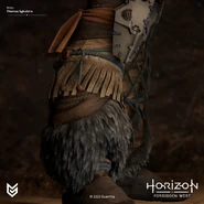 Closeup artwork of the Nora Huntress boots from the right by Thomas Sykutera.[3]
