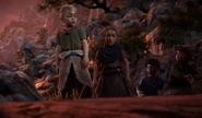 Bast and the other Nora children surprised as Aloy drops the rock.[2]