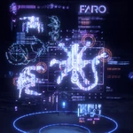 Hologram associated with the  datapoint, showing the Corruptor with six legs.