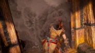 The dirt falling on Aloy.