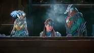 Aloy, Ourea and Aratak devising a plan.