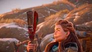 Aloy with the newly attaching override module.