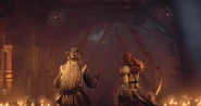 Teersa and Aloy in front of the door to ELEUTHIA-9.[10]