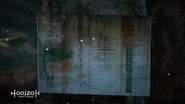 Informational poster titled Sulphur Lakes. Lower left text is possibly graffiti?