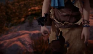 Aloy deciding what to do with the rock.