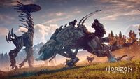 A Thunderjaw in the game’s prologue cinematic.