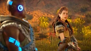 Aloy talking to Sylens.