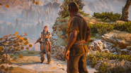 Aloy trying to talk Brom down from killing himself.