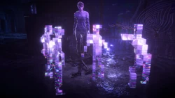 A multiservitor in ELEUTHIA-9 trying to calm some rowdy children