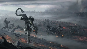 An image of the Faro Plague, which illustrates how the Chariot class robots were designed to work together against any enemy.