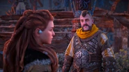 Erend talking to Aloy.