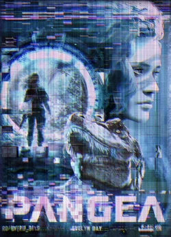 A distorted holographic poster for Pangea.