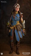 Artwork of Aloy wearing the Carja Wanderer outfit by Daniel Gutierrez Anaya.[1]