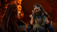 Aloy and Ukan at the end of the conversation.