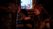 Aloy disabling the sonic barrier.