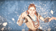 A barely conscious Aloy watches Rost's death.