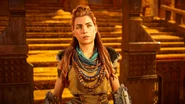 Aloy talking to Odund.