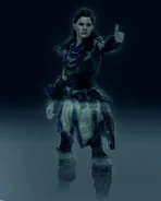 A hologram of Aloy in Death Stranding.