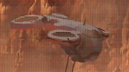 An unidentified flying vehicle helping prepare the Zero Dawn Project Facility.[18]