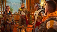 Aloy, Marad, Avad and Erend discussing the situation.