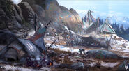 Settlement concept art by Lloyd Allan