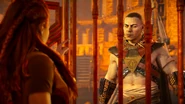 Helis talking to Aloy.