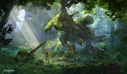 Overgrown Deathbringer concept art.jpg (754 KB) Concept art of Aloy discovering an overgrown Deathbringer