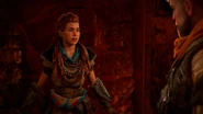 Erend explaining how he needs Aloy and her Focus to figure out what exactly happened to Ersa.