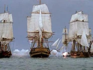 HMS Indefatigable engages a French ship